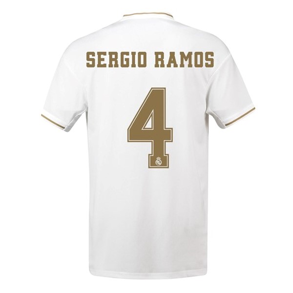 Maillot Football Real Madrid NO.4 Sergio Ramos Domicile 2019-20 Blanc